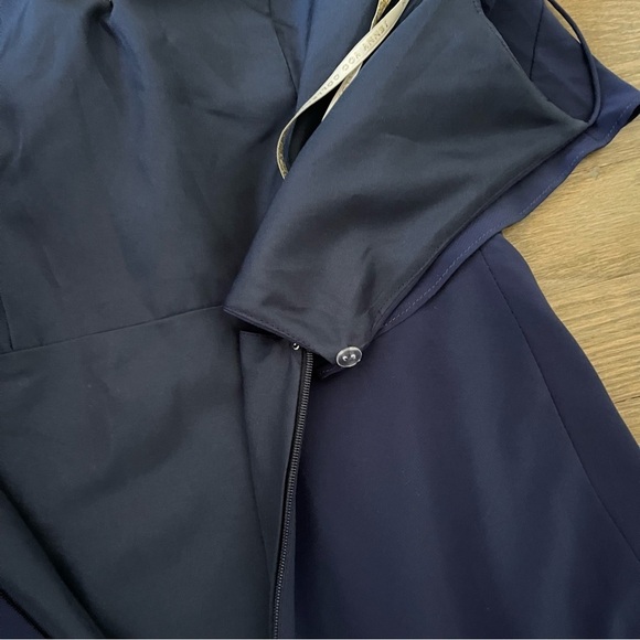 Jenny Yoo Navy Drape Spaghetti Strap Chiffon Bridesmaid Dress Size 4 - Picture 13 of 16